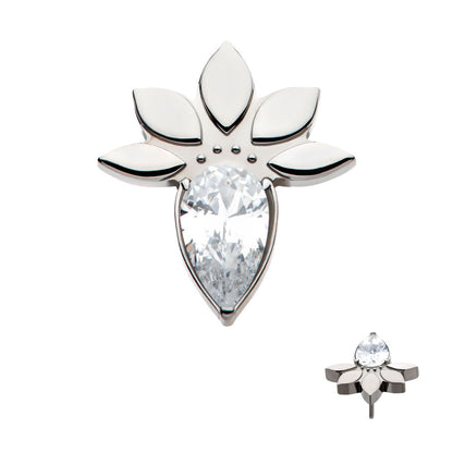 Titanium Threadless Marquise Cluster Fan Shape with Teardrop CZ Top