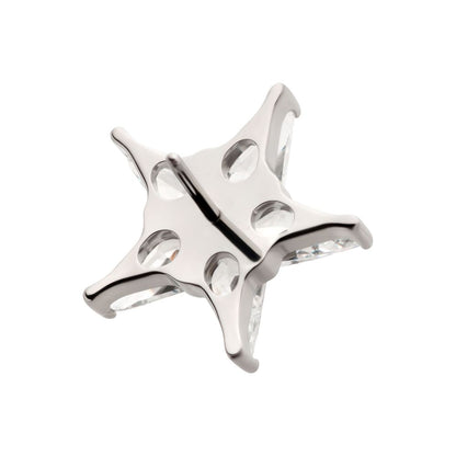 Titanium Threadless Star Top with 5 Prong Set Kite Shape Clear CZ