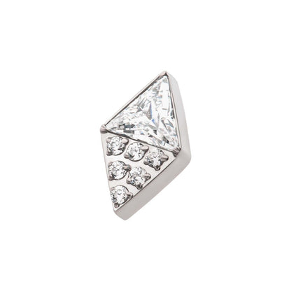 Titanium Threadless Triangle & Round CZ Rhombus Shape Top