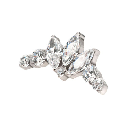 Titanium Threadless Crown Shape Top with Clustered Prong Set Round & Marquise CZ