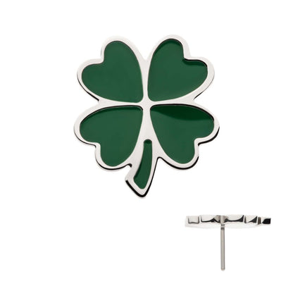 Titanium Threadless Enamel 4-Leaf Clover Top
