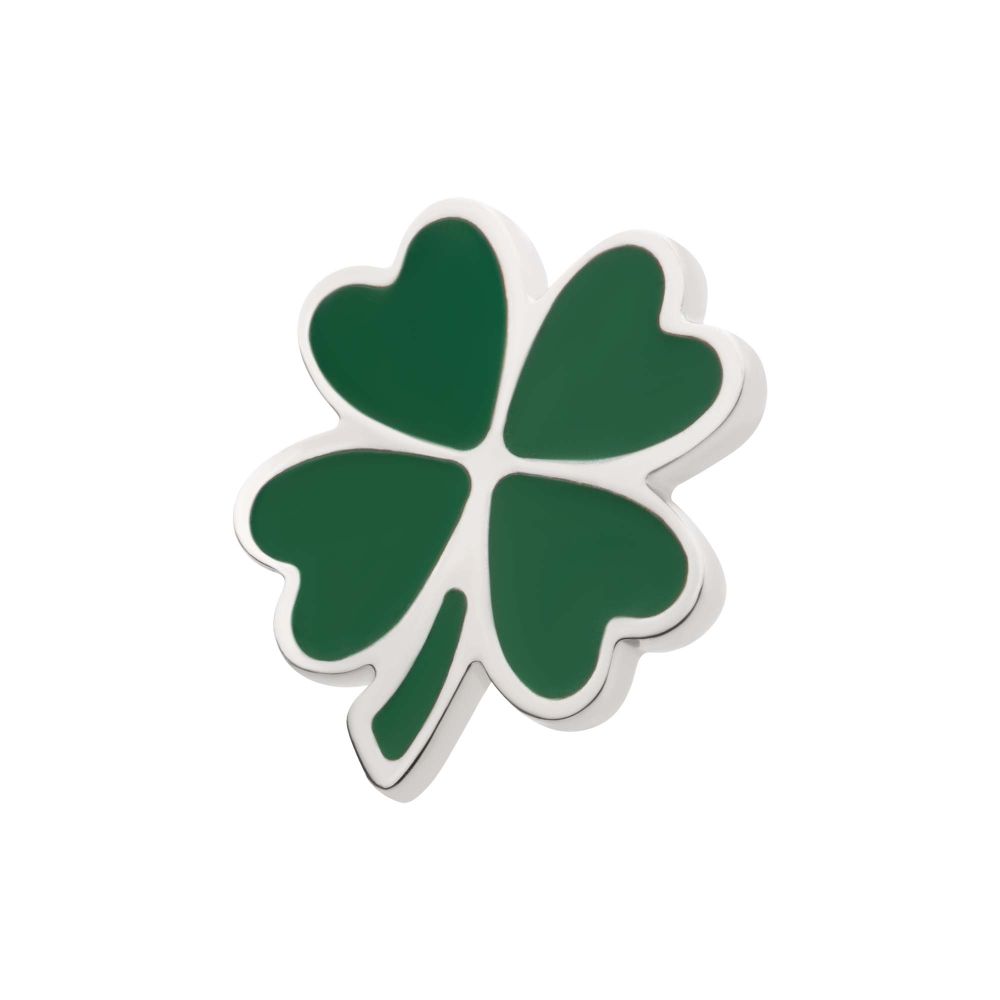 Titanium Threadless Enamel 4-Leaf Clover Top