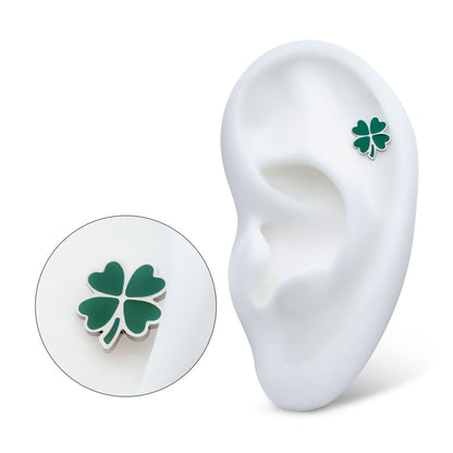 Titanium Threadless Enamel 4-Leaf Clover Top
