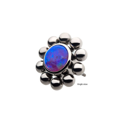 Titanium Threadless with 11 Beads & 1 Bezel Set  Synthetic Opal Disc Top