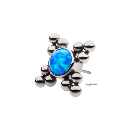 Titanium Threadless 12-Bead Bezel Round Opal/CZ Cluster Top