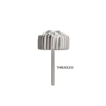 Titanium Threadless Beaded Edge Prong Set Teardrop CZ Gem Top
