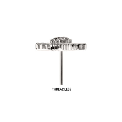 Titanium Threadless Milgrain Edge Star Top with Prong Set CZ Gem