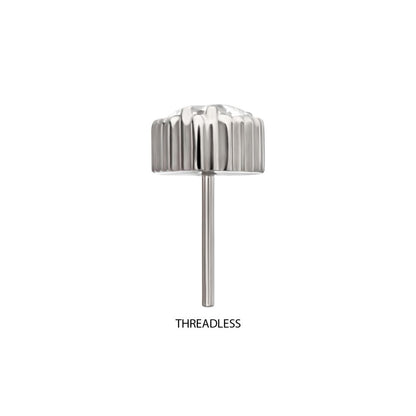Titanium Threadless Beaded Edge Prong Set Heart CZ Gem Top