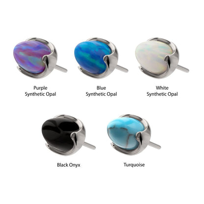 Titanium Threadless Stone Bullet Top with 4-Claw Prongs