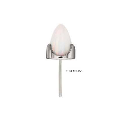 Titanium Threadless Stone Bullet Top with 4-Claw Prongs