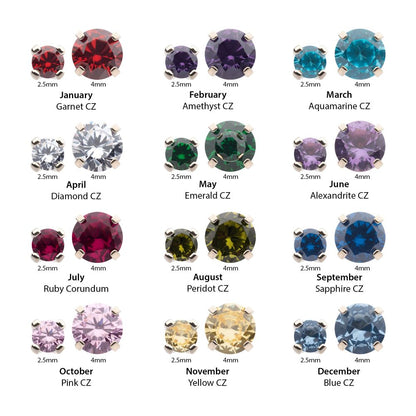 Titanium Threadless with Prong Set Birthstone Top