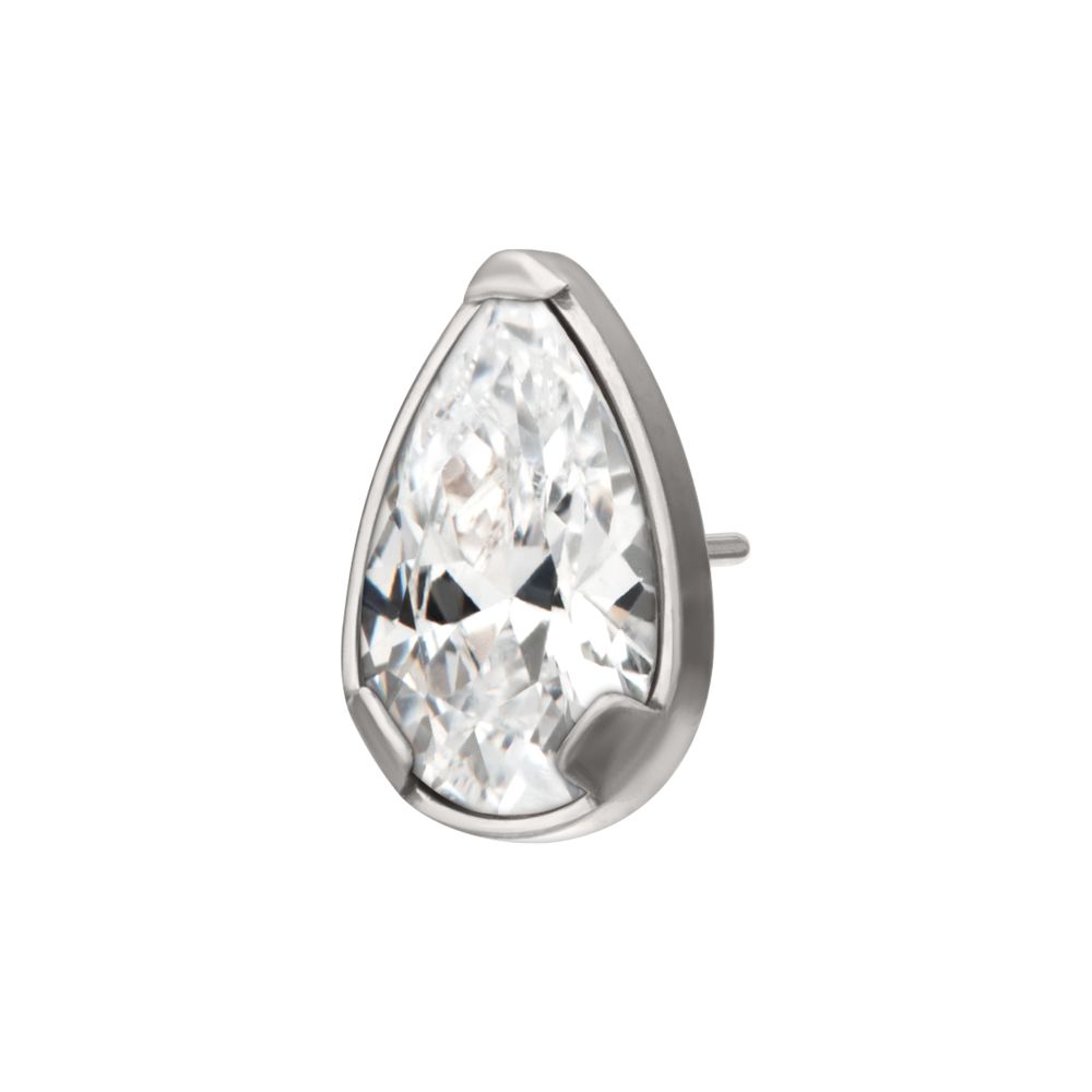 Titanium Threadless Prong Set Teardrop Shaped Gem Top