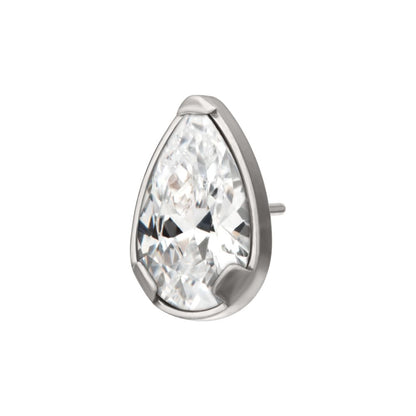 Titanium Threadless Prong Set Teardrop Shaped Gem Top