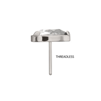 Titanium Threadless Prong Set Teardrop Shaped Gem Top
