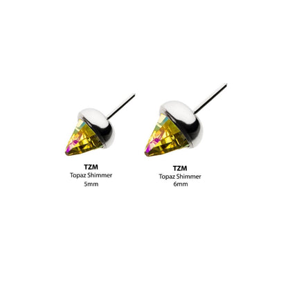 Titanium Threadless Swarovski Glass Bezel Set Cone Top