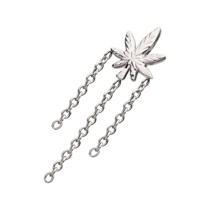 Titanium Threadless Pot Leaf Top with Triple Dangle Chain