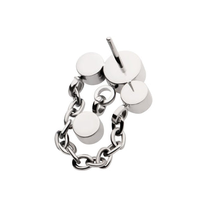 Titanium Threadless 3-Cluster Bezel Round CZ Top with Chain & Gem Dangles