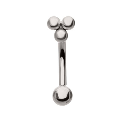 Titanium Tri-Bead Fixed Top with Threadless Bottom Curved Barbell