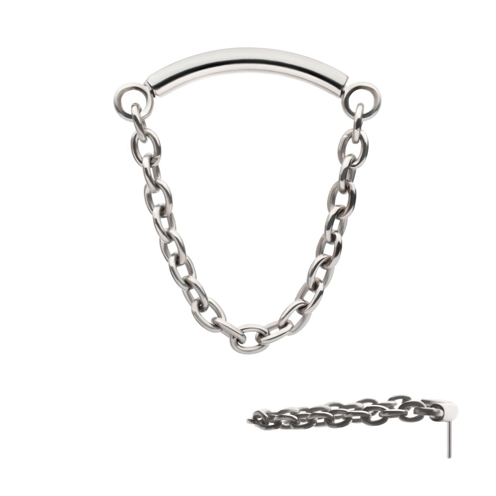 Titanium-Threadless Dangle Chain Curved Bar Top