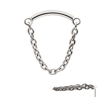 Titanium-Threadless Dangle Chain Curved Bar Top
