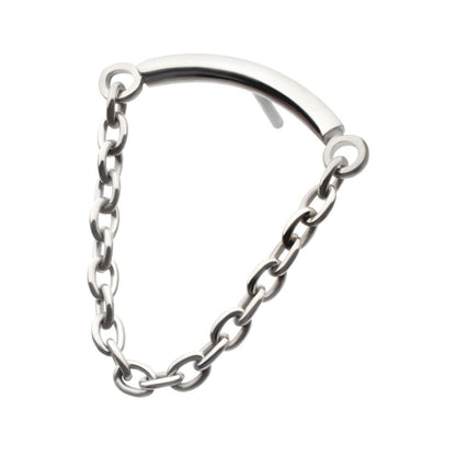 Titanium-Threadless Dangle Chain Curved Bar Top