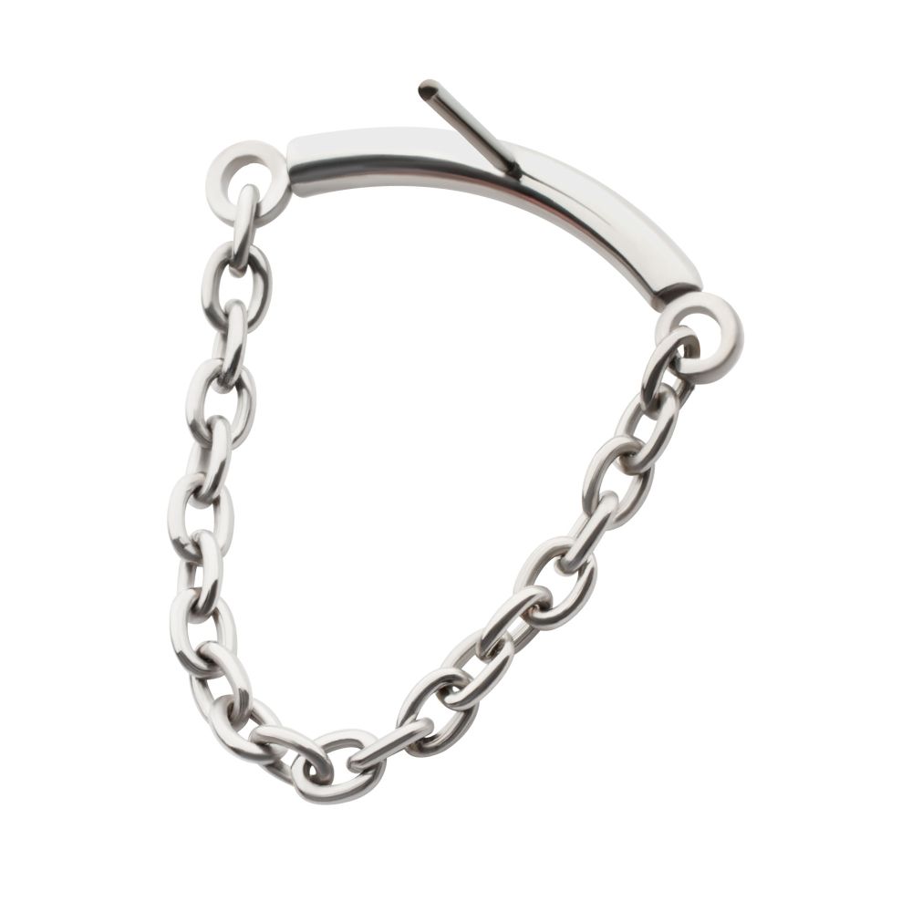 Titanium-Threadless Dangle Chain Curved Bar Top