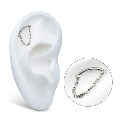 Titanium-Threadless Dangle Chain Curved Bar Top