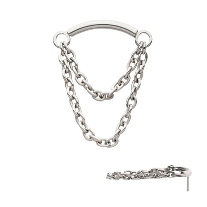 Titanium-Threadless 2-Tier Dangle Chain Curved Bar Top