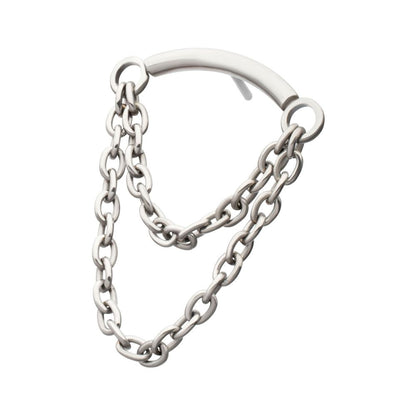 Titanium-Threadless 2-Tier Dangle Chain Curved Bar Top