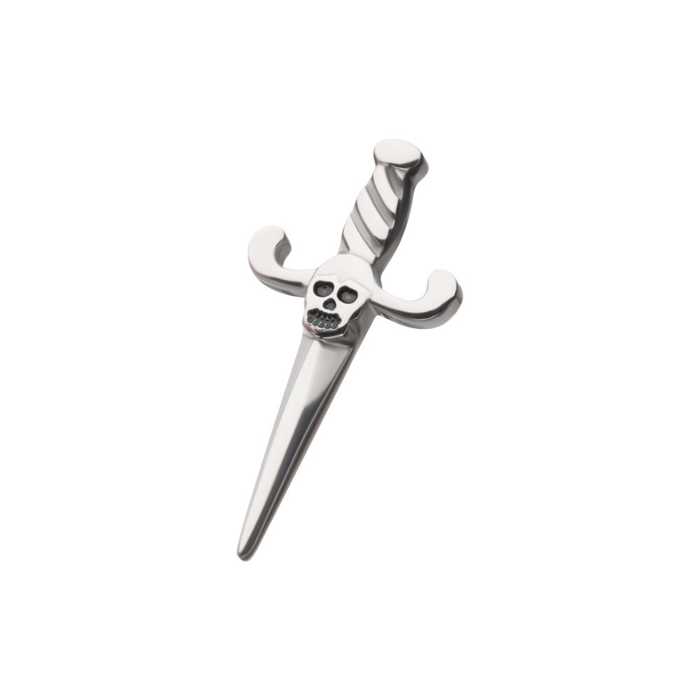 Titanium Threadless Dagger with Black Enamel Skull Top