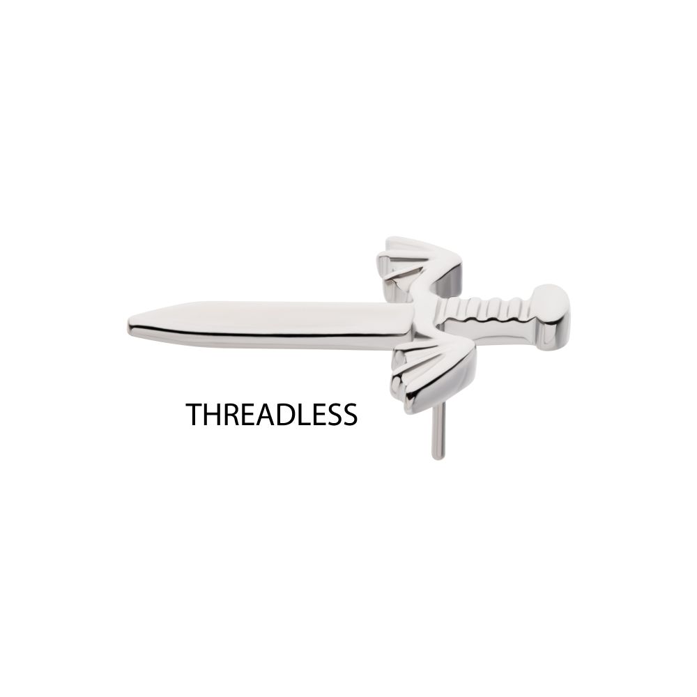 Titanium Threadless Dagger with Bat Wing Top