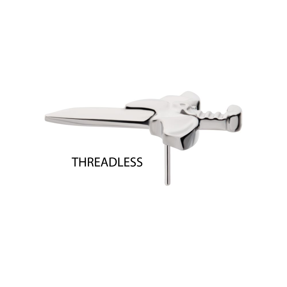 Titanium Threadless Dagger with Flying Bat Top