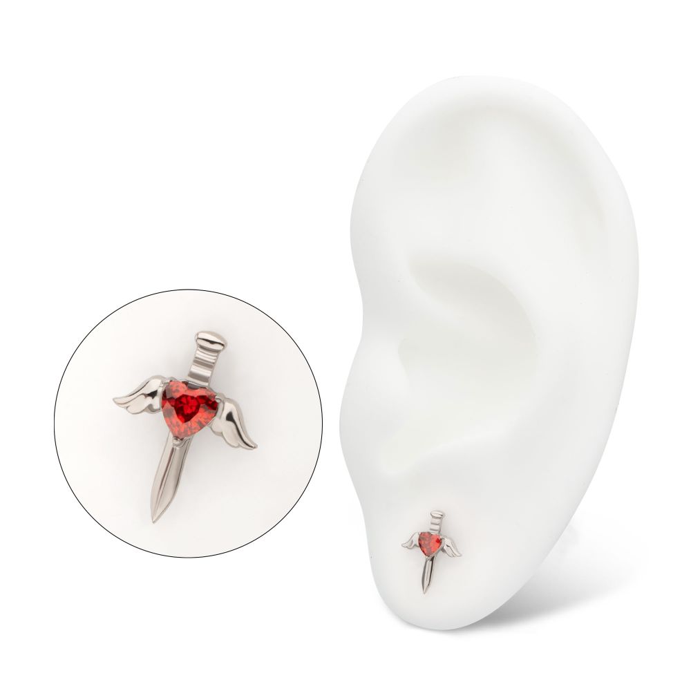 アクセサリー A&G Dagger Pierce Titanium Threadless Dagger with Bat Top - Distinctive Jewelry – Z-Edge