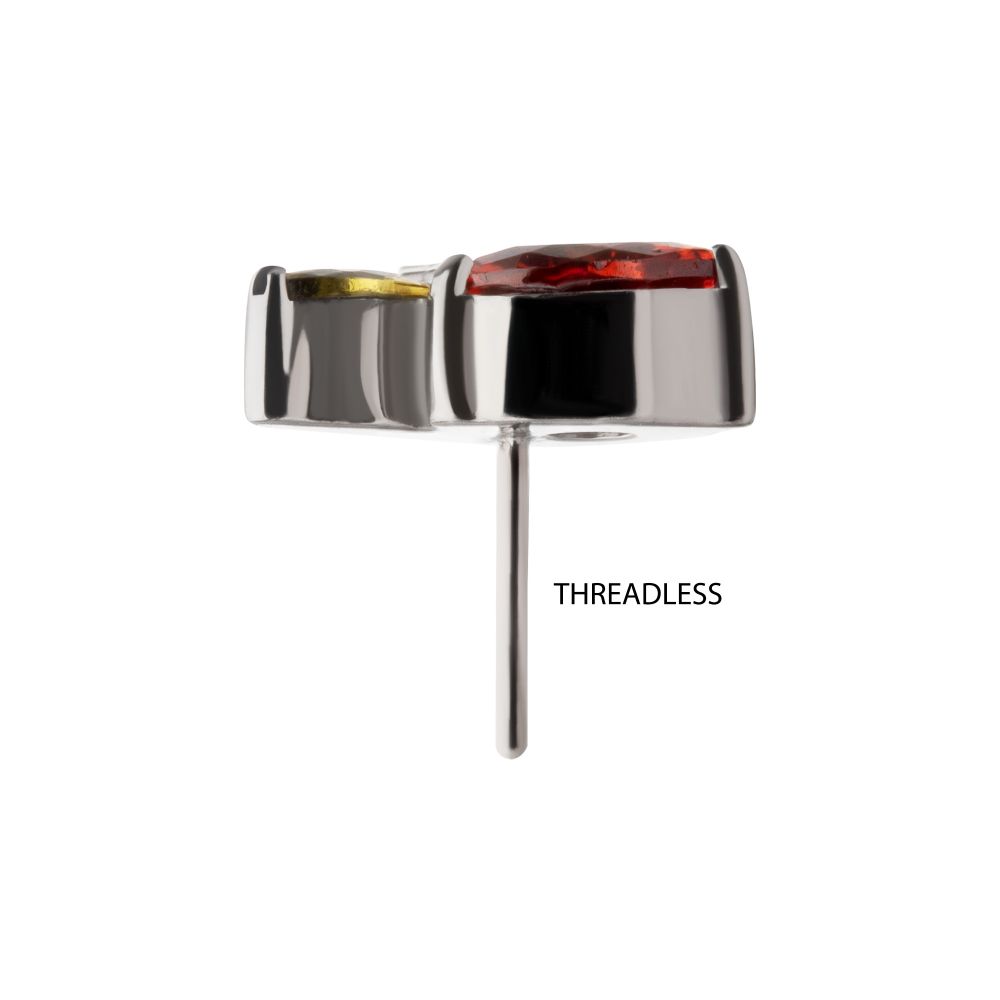 Titanium Threadless Prong Set Gem Apple Top