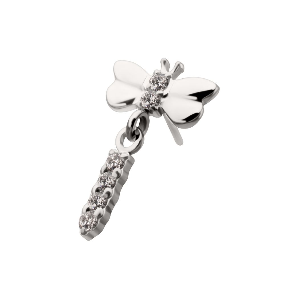 Titanium Threadless Dragonfly Top with Prong Set 4-Gem Dangle
