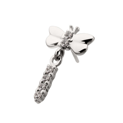 Titanium Threadless Dragonfly Top with Prong Set 4-Gem Dangle