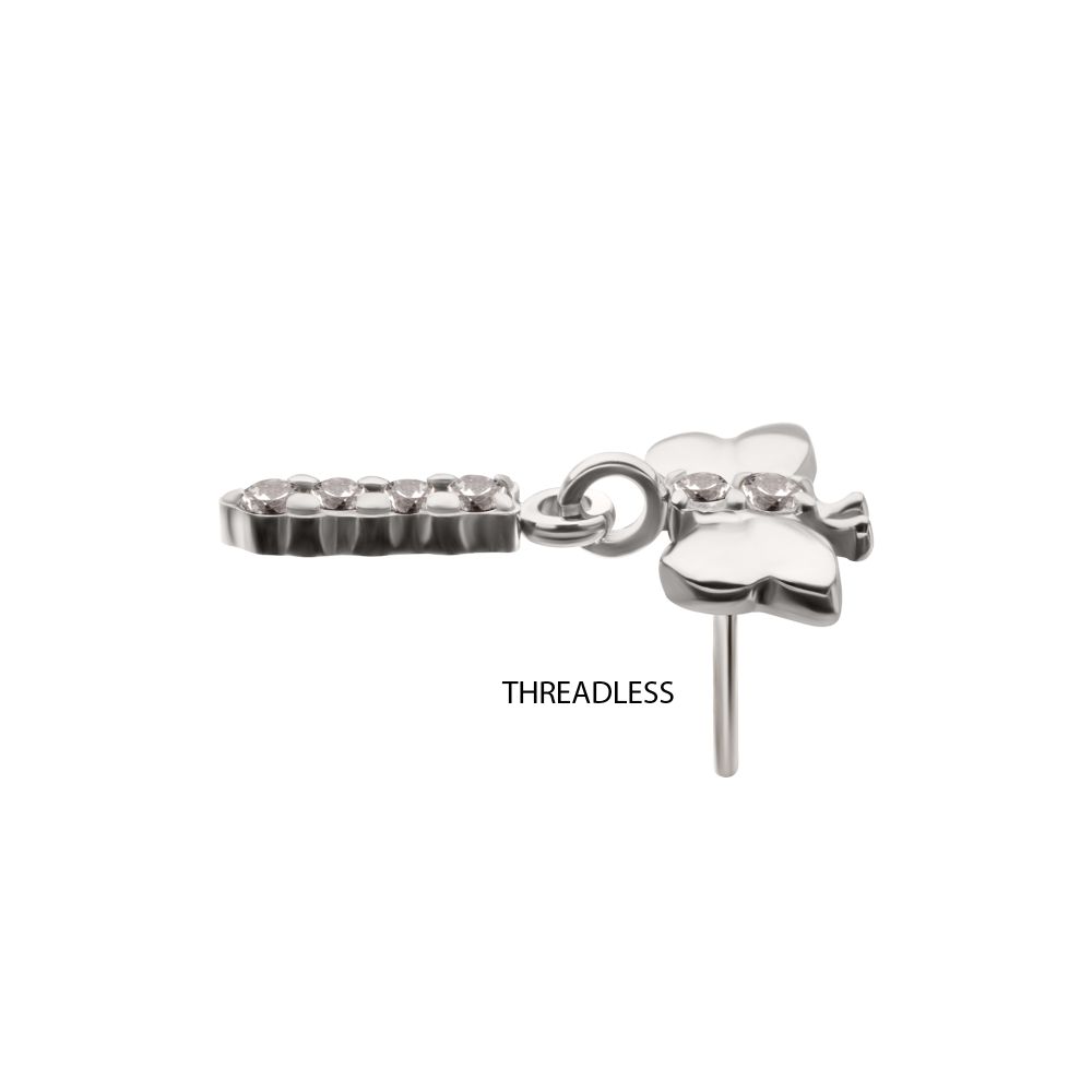 Titanium Threadless Dragonfly Top with Prong Set 4-Gem Dangle