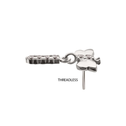 Titanium Threadless Dragonfly Top with Prong Set 4-Gem Dangle