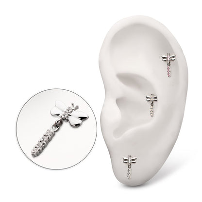 Titanium Threadless Dragonfly Top with Prong Set 4-Gem Dangle