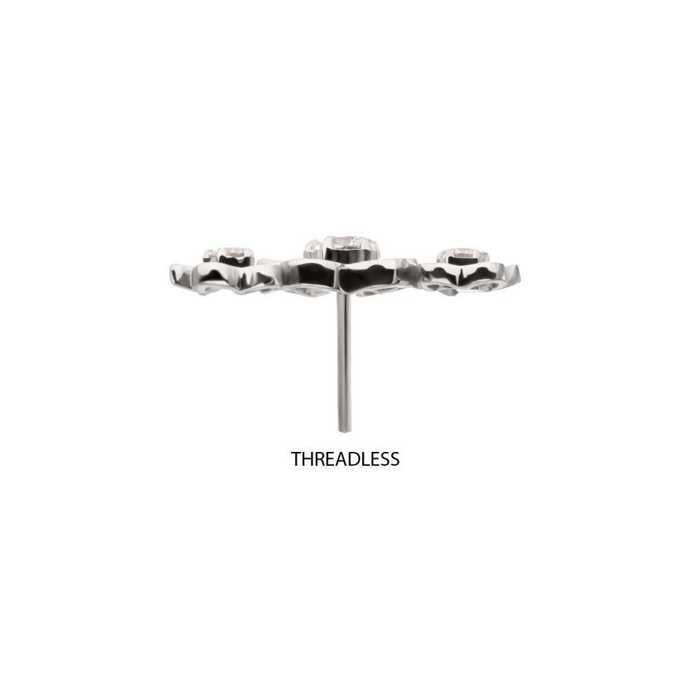 Titanium Threadless Triple Cut Out Cherry Blossom Flower Top with Prong Set Gem