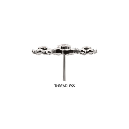 Titanium Threadless Triple Cut Out Cherry Blossom Flower Top with Prong Set Gem