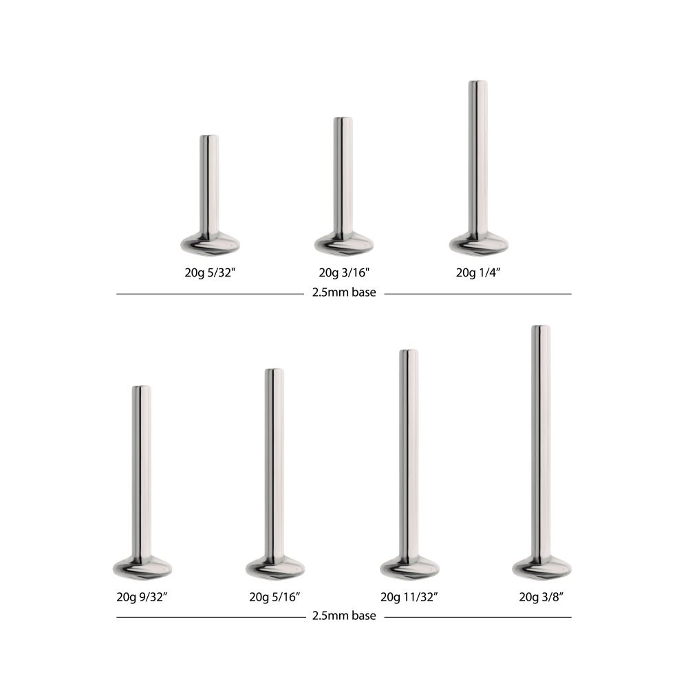 Titanium Threadless High Polish Mirror Finish 2.5mm Dome Labret Base