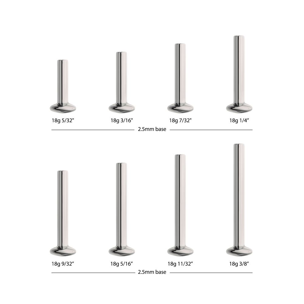 Titanium Threadless High Polish Mirror Finish 2.5mm Dome Labret Base