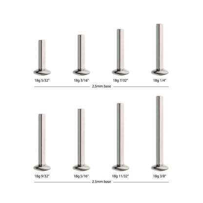 Titanium Threadless High Polish Mirror Finish 2.5mm Dome Labret Base