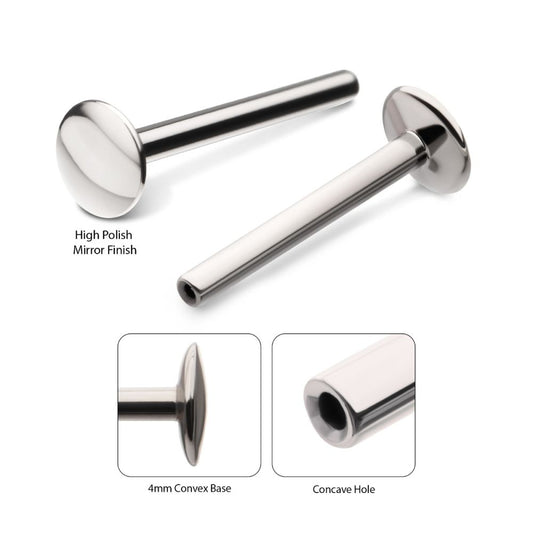 Titanium-Threadless High Polish Mirror Finish 4mm Dome Labret Base
