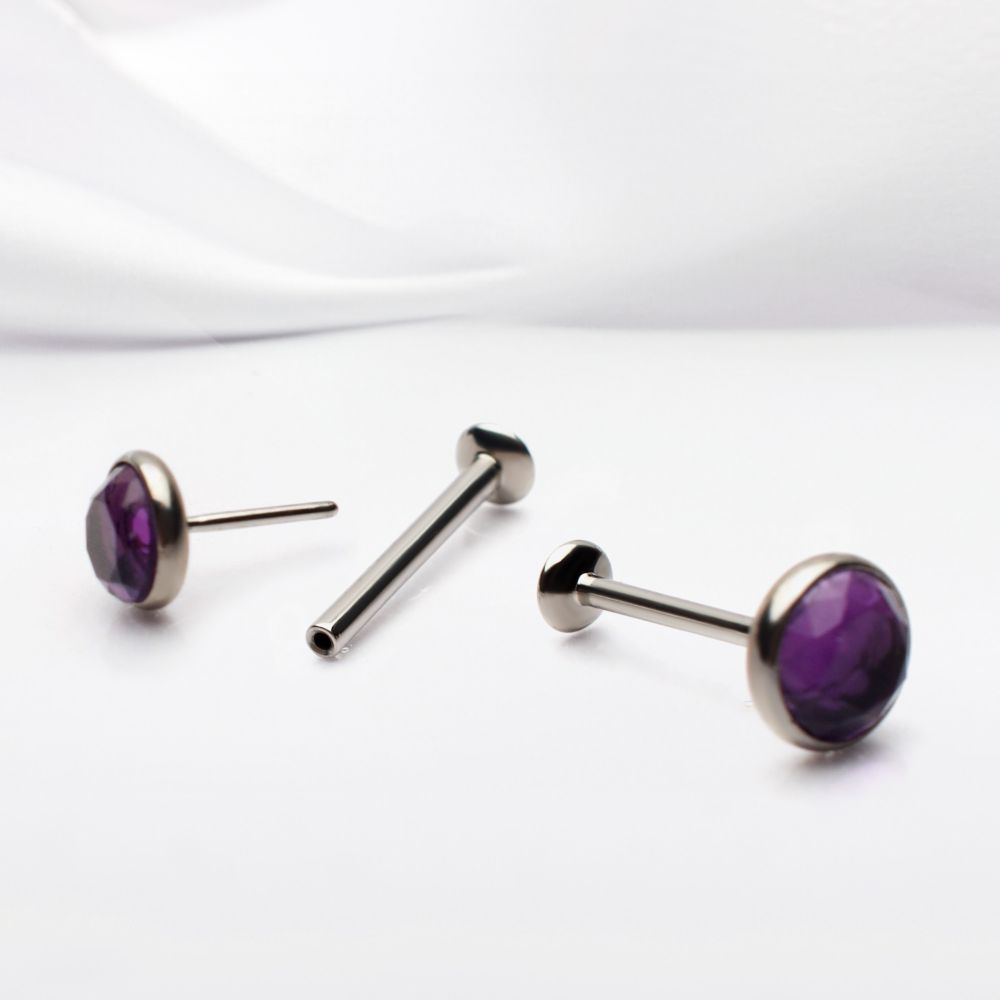 Titanium-Threadless High Polish Mirror Finish 4mm Dome Labret Base