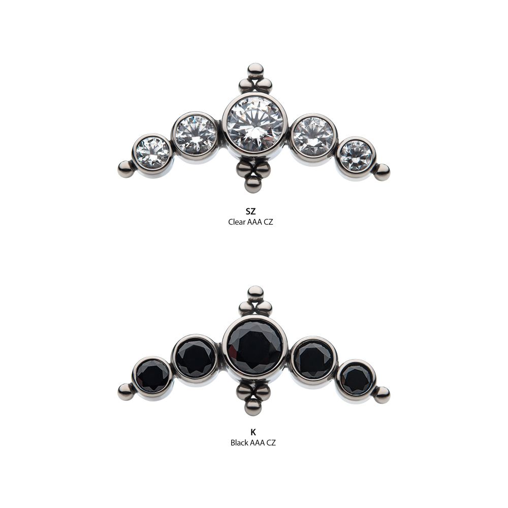 Titanium Threadless 5-Bezel Set AAA Gem & Beads Cluster Top