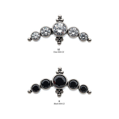 Titanium Threadless 5-Bezel Set AAA Gem & Beads Cluster Top