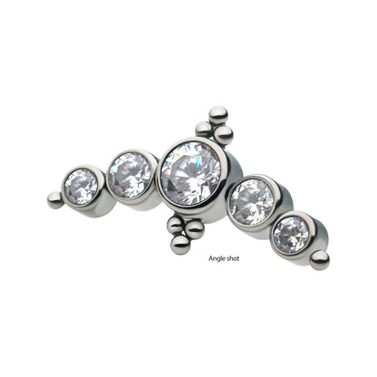 Titanium Threadless 5-Bezel Set AAA Gem & Beads Cluster Top