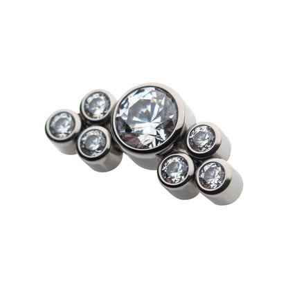 Titanium Threadless 3.5mm Bezel Round CZ/Opal with 3-Gem Cluster Top